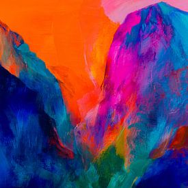 Abstract mountain landscape in neon colours by But First Framing