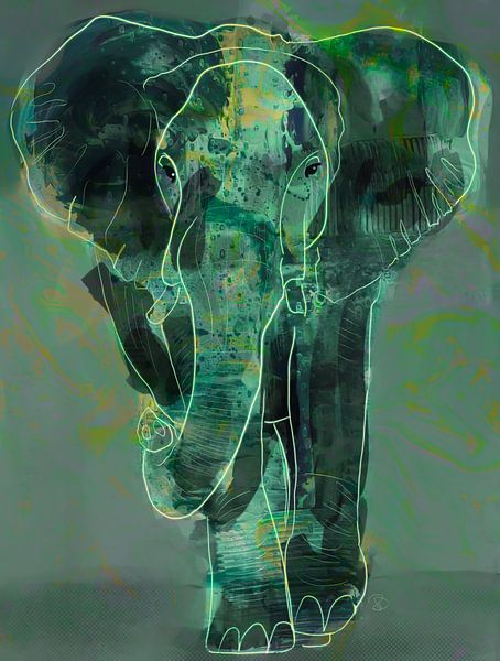 Teal Elephant by Ruth Day