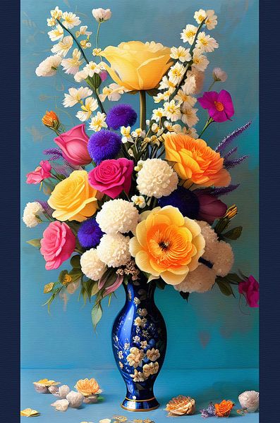 Nature morte au bouquet de fantaisie par Maud De Vries