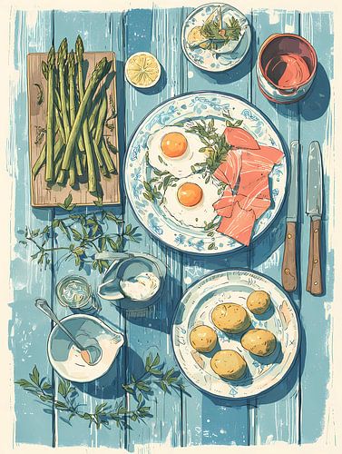 aquarel in schetsstijl, kookposter