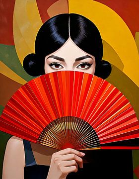 Woman with fan by Martine Affre Eisenlohr