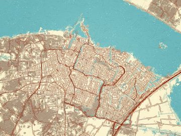 Karte von Huizen im Stil von Blue & Cream von Map Art Studio