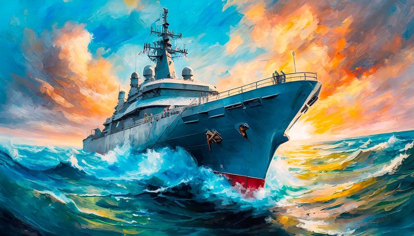 Marineschiff im Meer von Mustafa Kurnaz