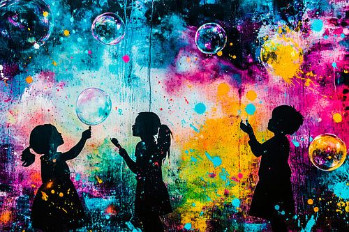 Silhouetten van spelende kinderen