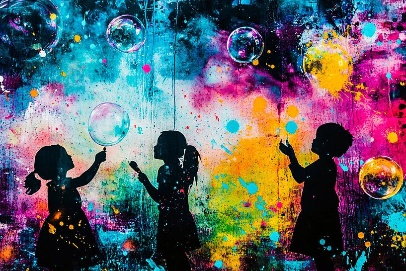 Silhouettes d'enfants en train de jouer par Imperial Art House