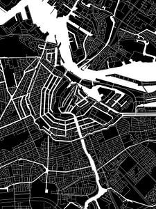 Amsterdam | Moderner Stadtplan in Schwarz-Weiß von WereldkaartenShop