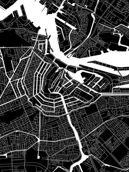 Amsterdam | Stadskaart | Zwartwit Modern van WereldkaartenShop