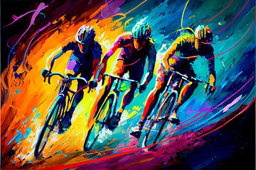 Impressionist painting with cyclists. Part 4 by Maarten Knops