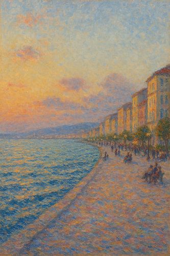 Zonsondergang aan de promenade van Izmir Kordon – Impressionistische kunst aan de kust van de Egeïsche Zee
