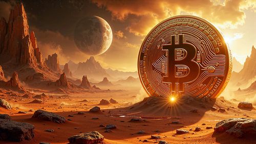 BITCOIN UNIVERSE - Un immense Bitcoin sur une planète étrangère