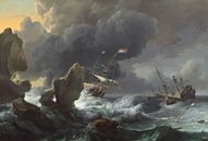 Navires en détresse au large d'une côte rocheuse, Ludolf Bakhuizen par Des maîtres magistraux Aperçu