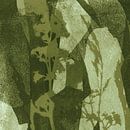 Night flowers. Abstract botanical in warm green. by Dina Dankers thumbnail