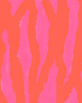 Kleurrijke abstracte moderne kunst. Pop van kleuren. Neon roze en oranje. van Dina Dankers