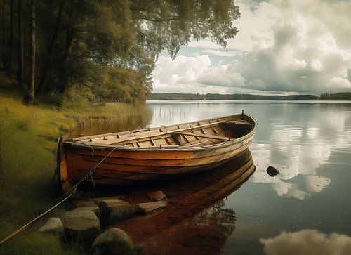 Minimalist boat trip on the lake