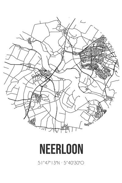 Neerloon (Noord-Brabant) | Map | Black and White by Prints of Place