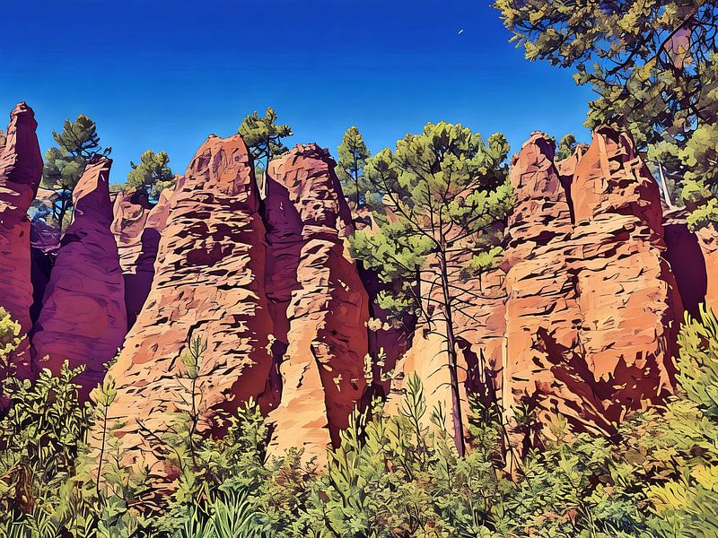 Oker Land Majestic Cliff Forest van Sergio Pazzano