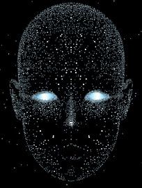 Kosmisch Hoofd Silhouet - Minimalistische Ruimte van Ramy Salah Hefny