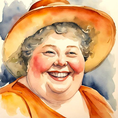 gezellige dame met hoed