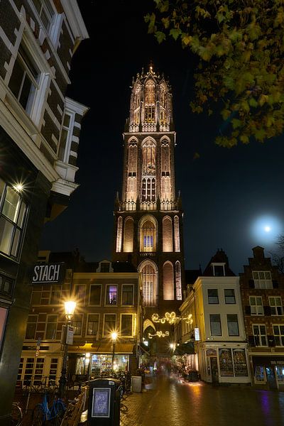 Utrecht's Dom tower in moonlight by Ad Jekel