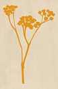 Moderne botanische kunst. Bloem in geel op beige van Dina Dankers thumbnail