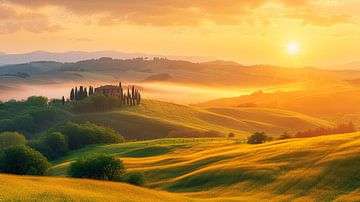 Gloed van de Ochtend in Toscane van Vlindertuin Art