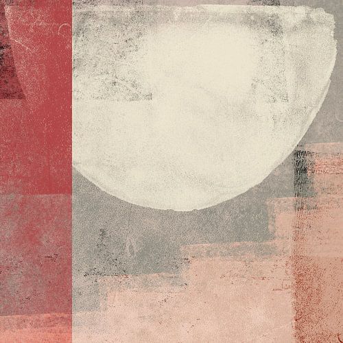 Abstracte vormen in wit, rood, koraal en grijs. Moderne abstracte kunst.