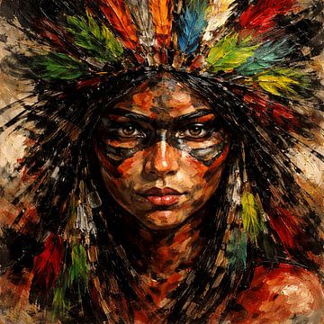 Tribal Feather Warrior Portrait