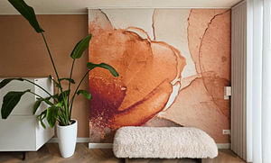 Botanical Brilliance VIII Botanical Beauty Abstract watercolour in earth tones rust brown, terracotta and sparkling gold