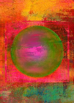 Illusie met cirkel groen rood roze van Claudia Gründler