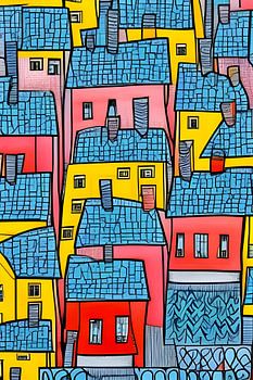 Häuser mit blauen Dächern