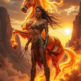 PYRALIA – The young woman with her horse of fire by INFERAURUM