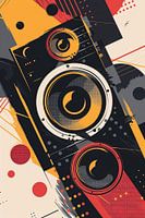 Abstract speakers with colourful paint splashes