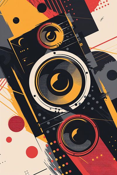 Abstract speakers with colourful paint splashes by Imperial Art House