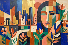 Abstract geometrisch portret en stadsgezicht van Markus Gann