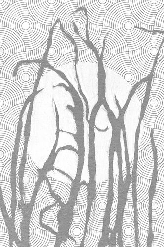 Ikigai. L'herbe et la lune. Art zen abstrait et minimaliste. Style Japandi VII