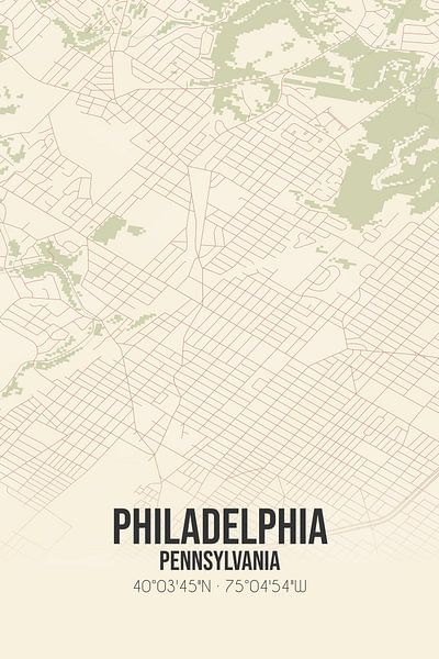 Carte ancienne de Philadelphie (Pennsylvanie), Etats-Unis. par Affiches de lieux