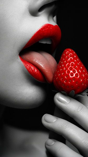 Sensual Strawberry - Kontraste in Rot und Schwarz-Weiß von Retinas images