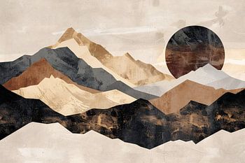 Abstrakte geometrische Berge in Sepia