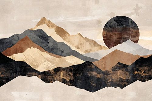 Abstracte Geometrische Bergen in Sepia