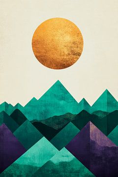Sun over geometric mountains by Poster Art Shop