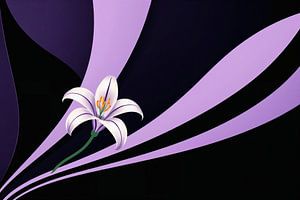 Abstrakte Kunst mit dezenten geometrischen Formen und Orchidee