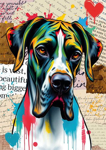 Great Dane in colourful Graffiti style