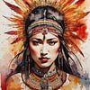Abstrakte Malerei einer Lakota-Frau von MIROKKU