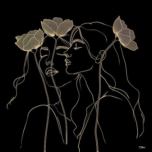 lijntekening van een vrouw met een bloem