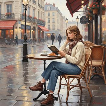 Quiet Moments at a Parisian Sidewalk Café
