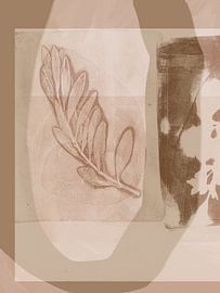 Natural abstract botanical wall decor in soft pink, beige, brown by Dina Dankers