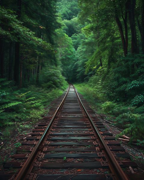 Zugstrecke durch den Wald von fernlichtsicht
