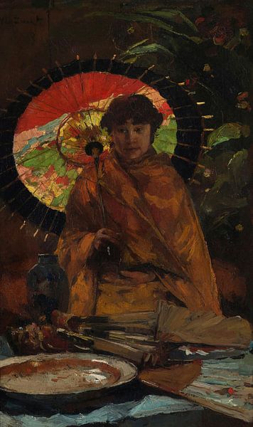 Fille avec un parasol japonais, Willem de Zwart par Des maîtres magistraux