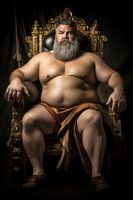 Bärtiger Mann auf einem Thron