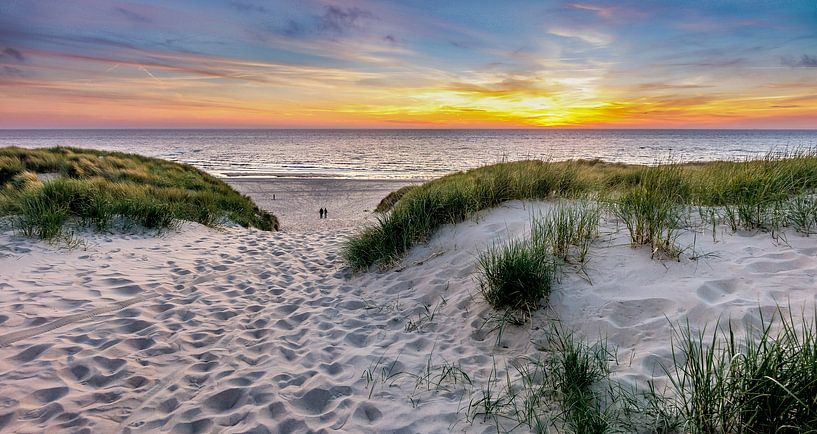 Paal 15 prachtige Zonsondergang - Texel van Texel360Fotografie Richard Heerschap